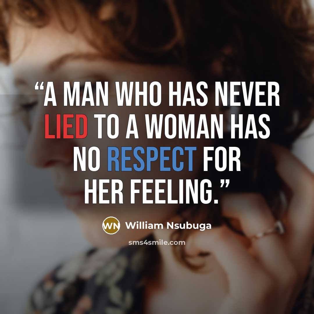 “A Man who has never lied to a woman has no respect for her feeling.” quote by William Nsubuga