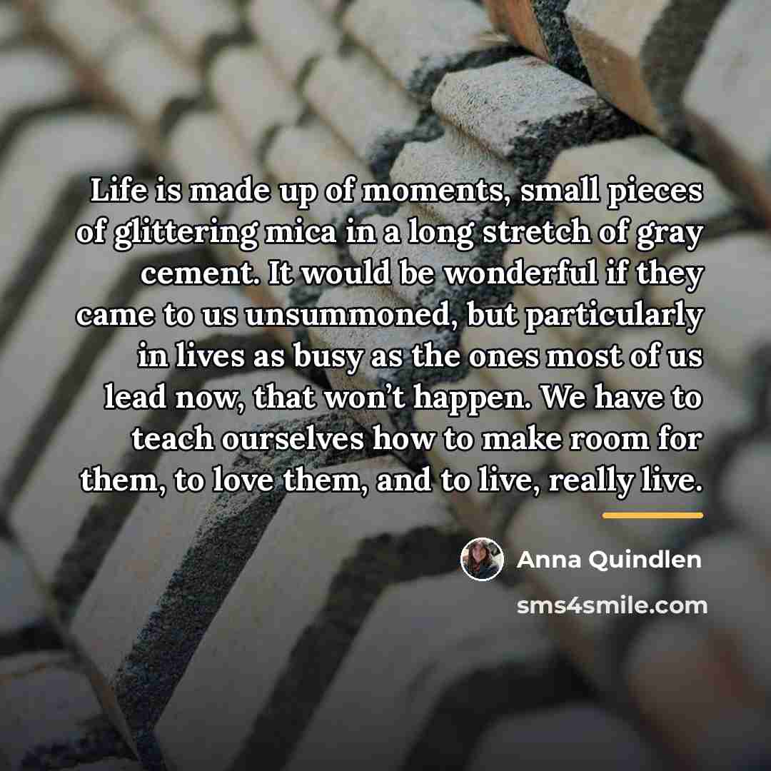 “Life is made up of moments, small pieces of glittering…” quote by Anna Quindlen