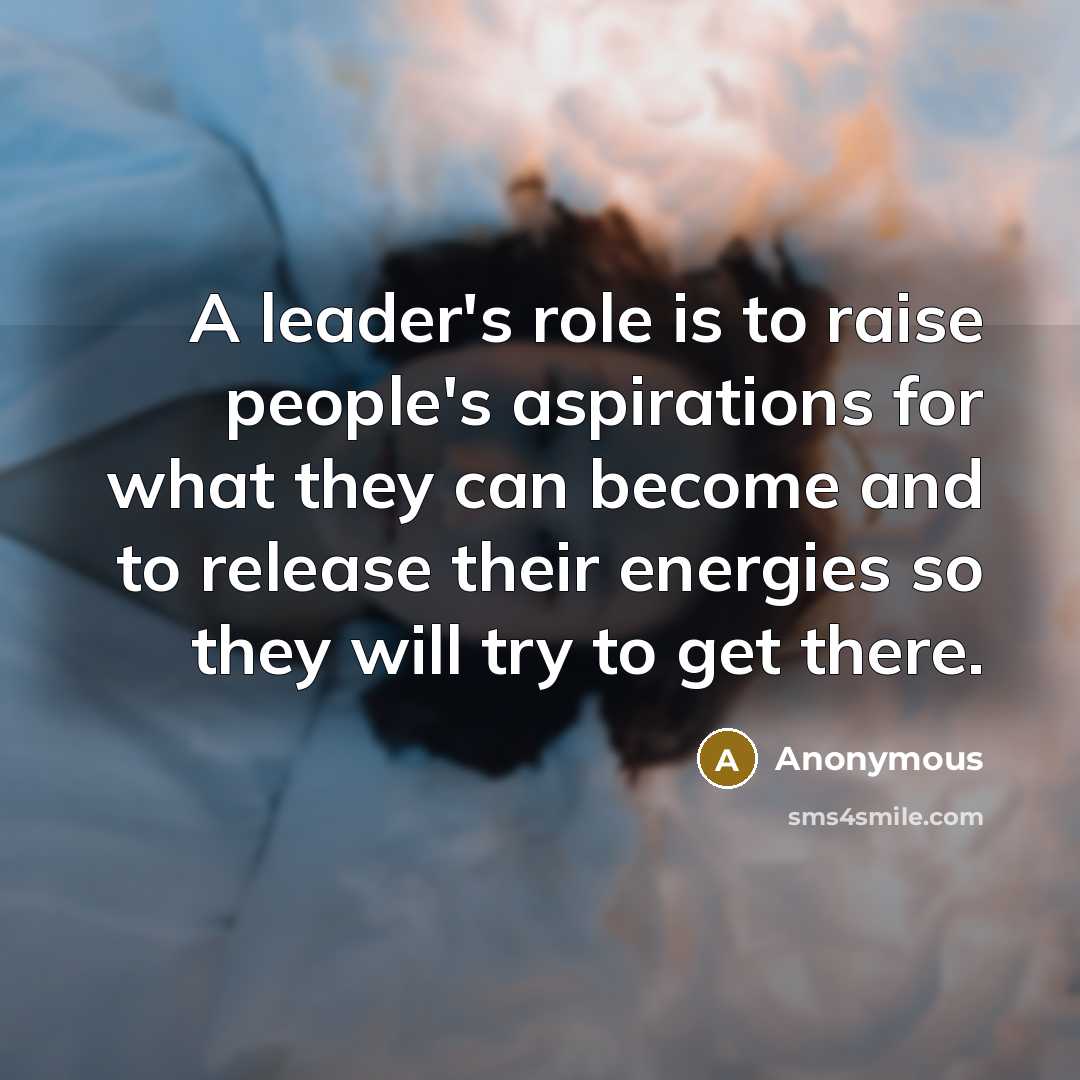 “A leader's role is to raise people's aspirations for what…” quote by Anonymous