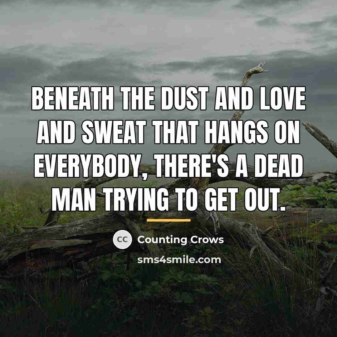 “Beneath the dust and love and sweat that hangs on…” quote by Counting Crows