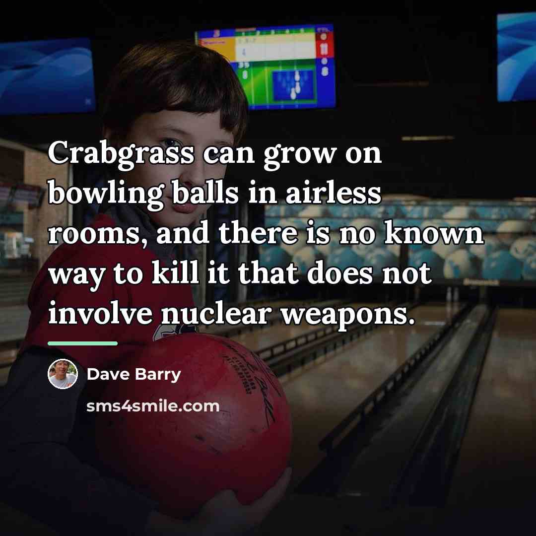 “Crabgrass can grow on bowling balls in airless rooms, and…” quote by Dave Barry