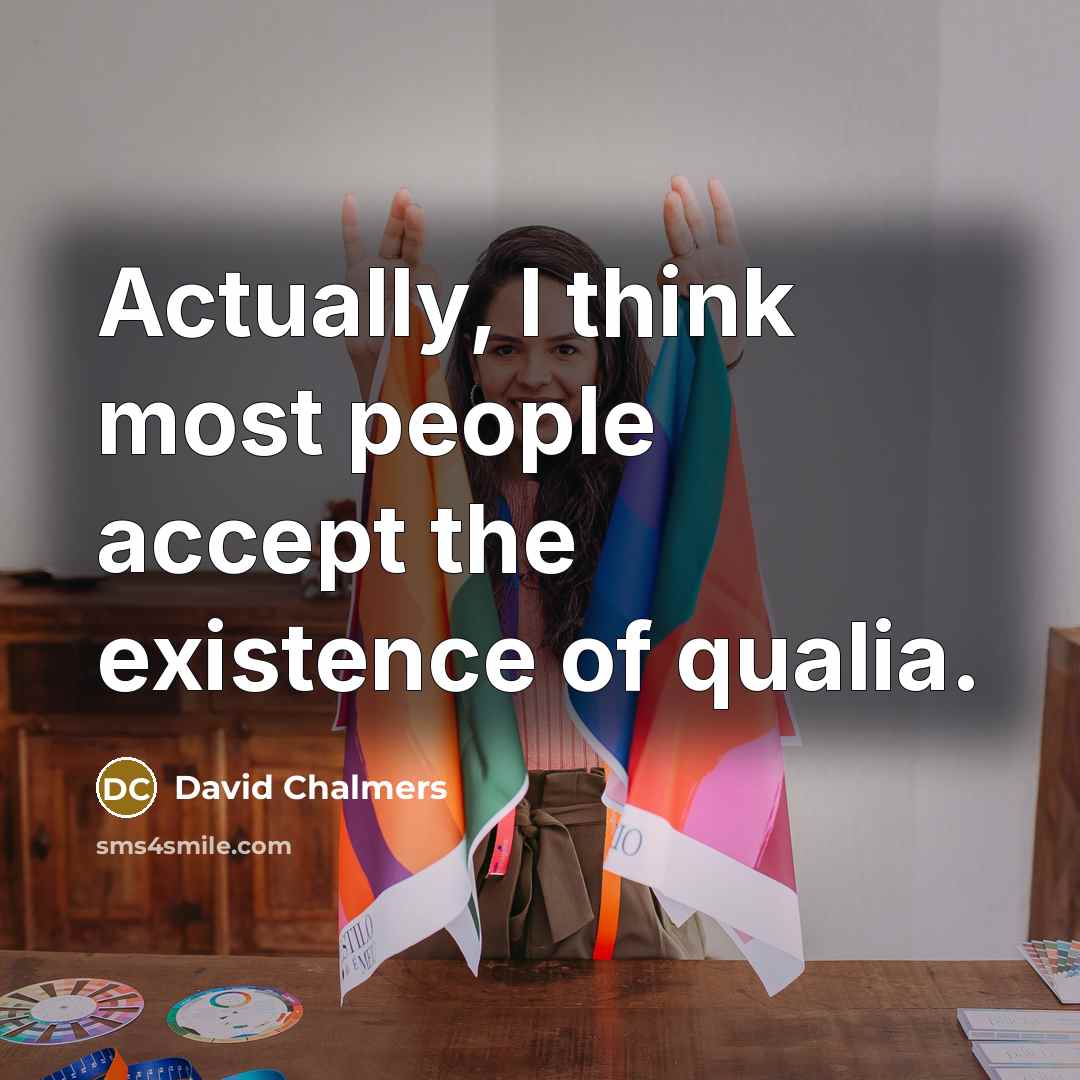 “Actually, I think most people accept the existence of qualia.…” quote by David Chalmers
