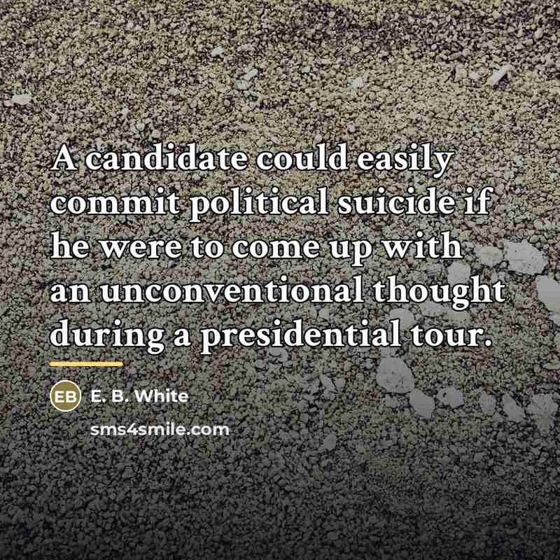 “A candidate could easily commit political suicide if he were…” quote by E. B. White