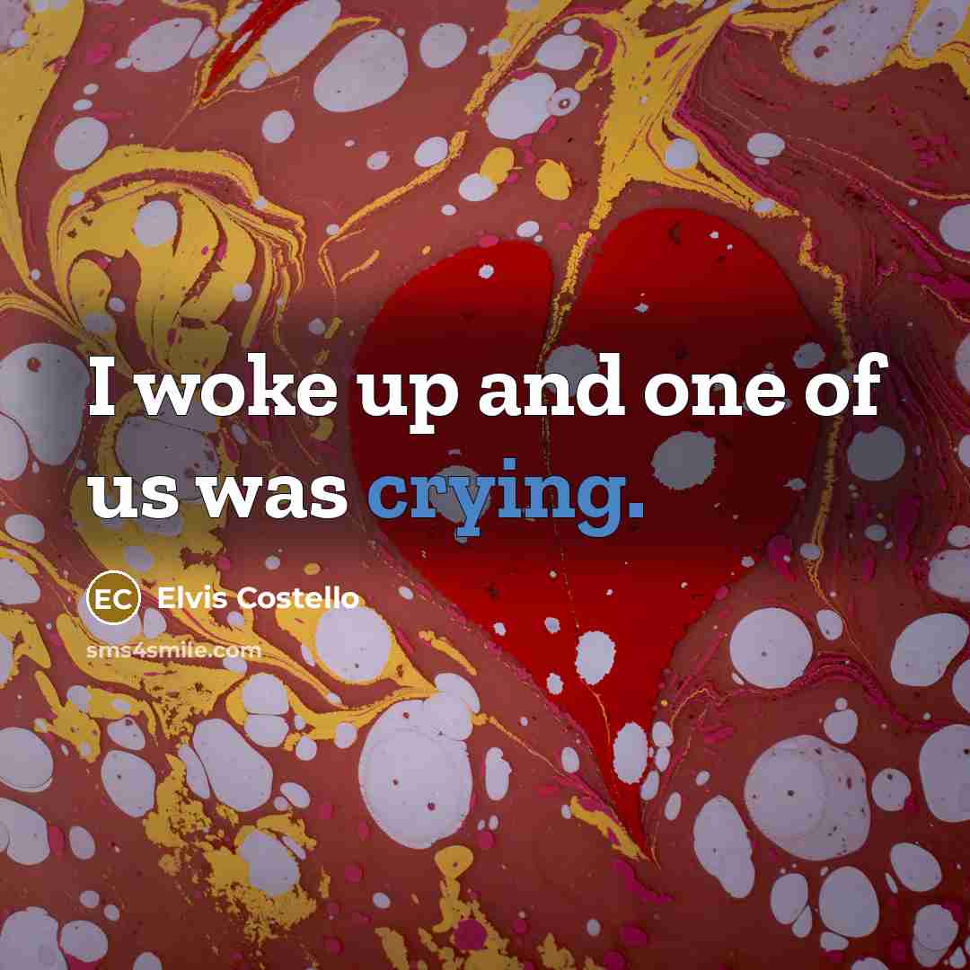 “I woke up and one of us was crying.…” quote by Elvis Costello