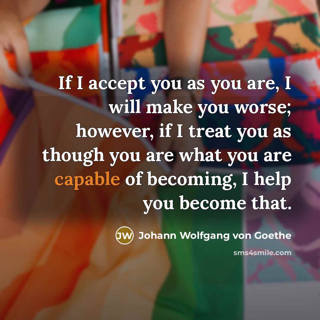 “If I accept you as you are, I will make…” quote by Johann Wolfgang von Goethe
