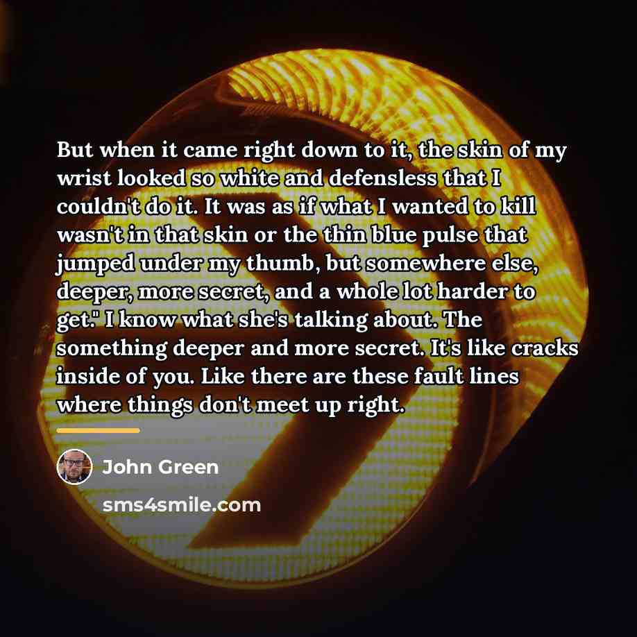 “But when it came right down to it, the skin…” quote by John Green