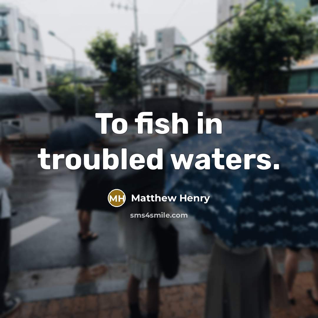 “To fish in troubled waters.…” quote by Matthew Henry