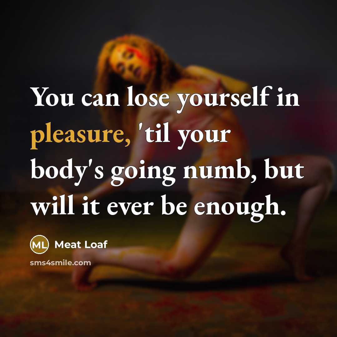 “You can lose yourself in pleasure, 'til your body's going…” quote by Meat Loaf