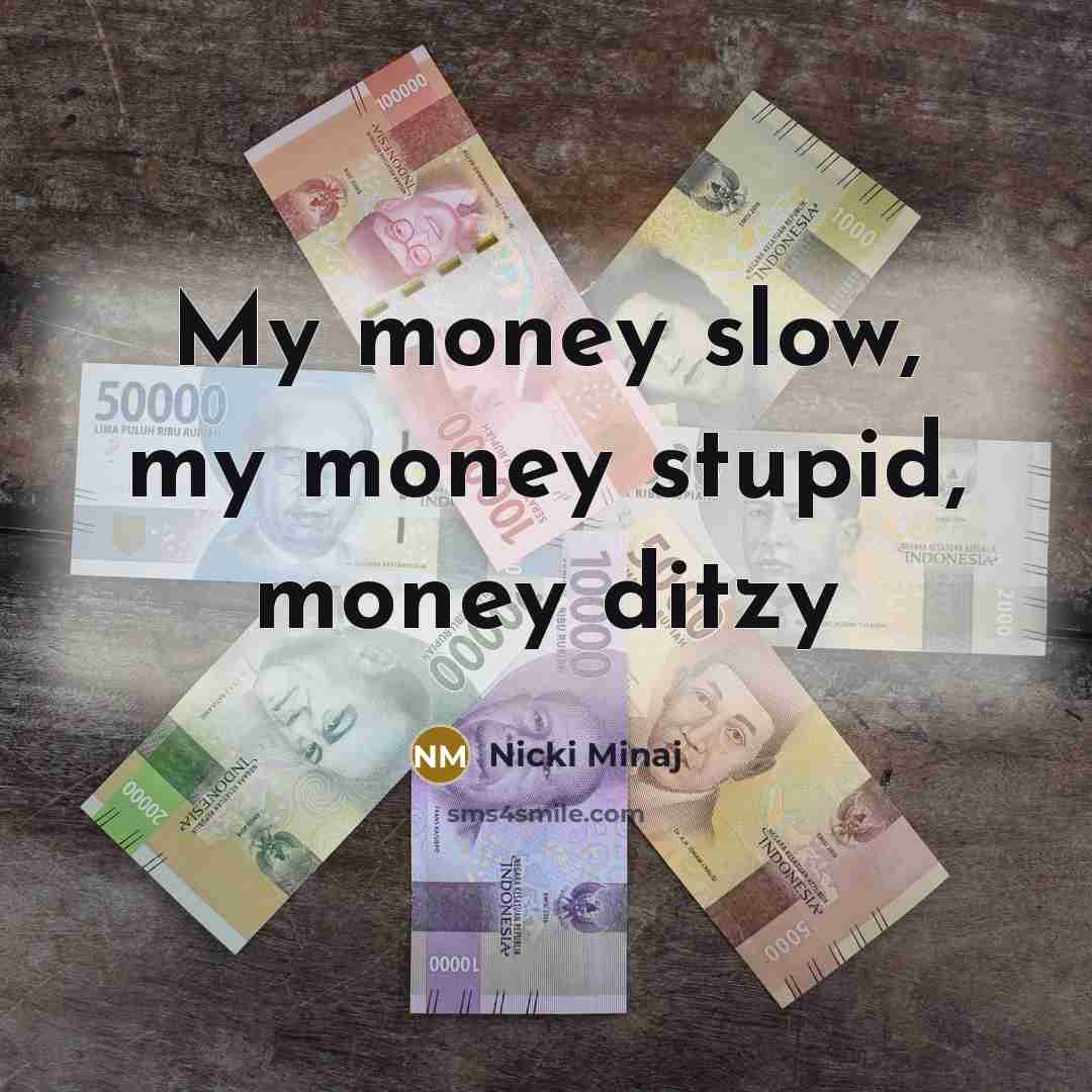 “My money slow, my money stupid, money ditzy…” quote by Nicki Minaj