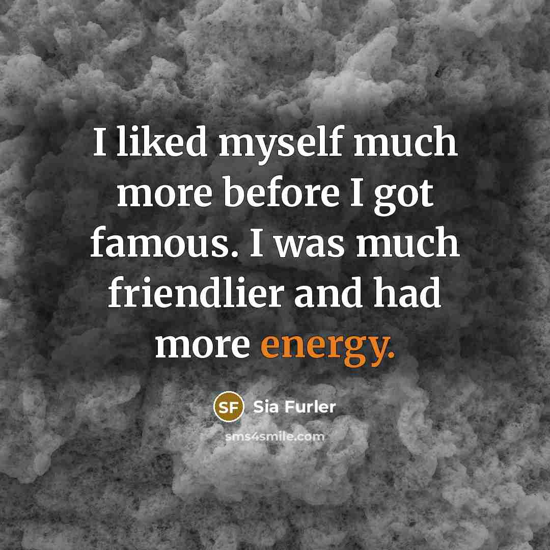 “I liked myself much more before I got famous. I…” quote by Sia Furler