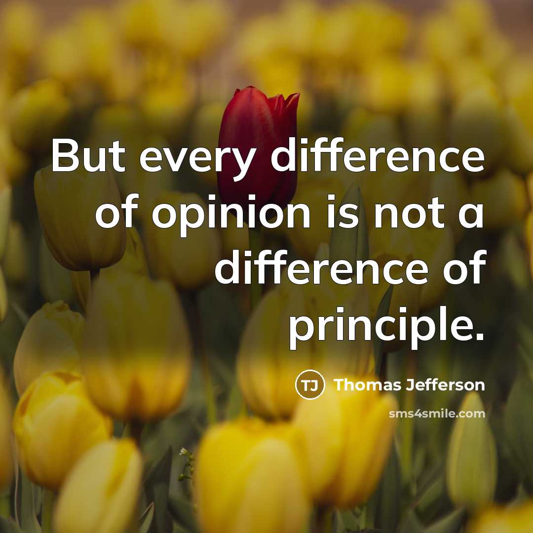 “But every difference of opinion is not a difference of principle.” quote by Thomas Jefferson