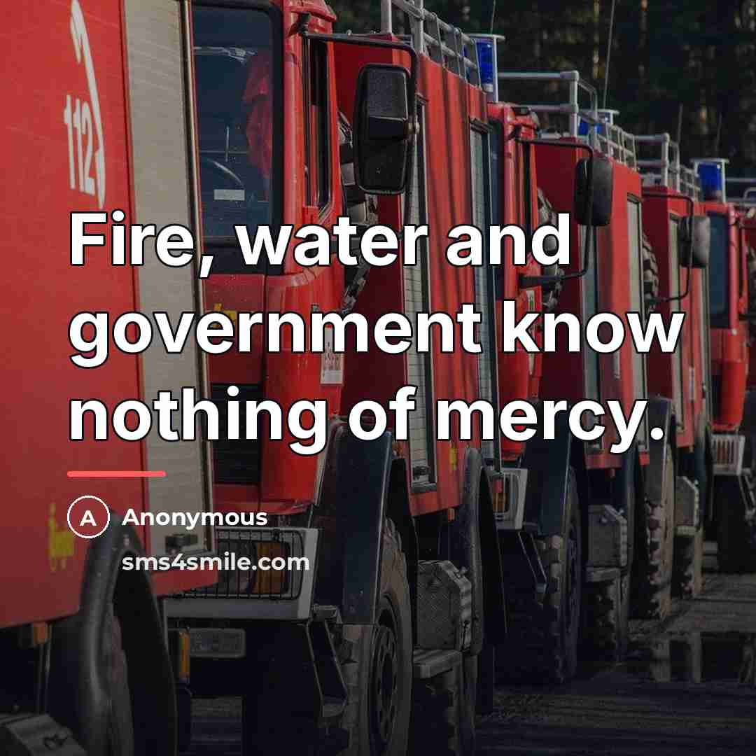 “Fire, water and government know nothing of mercy.…” quote by Anonymous