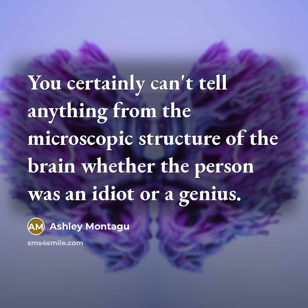 “You certainly can't tell anything from the microscopic structure of…” quote by Ashley Montagu