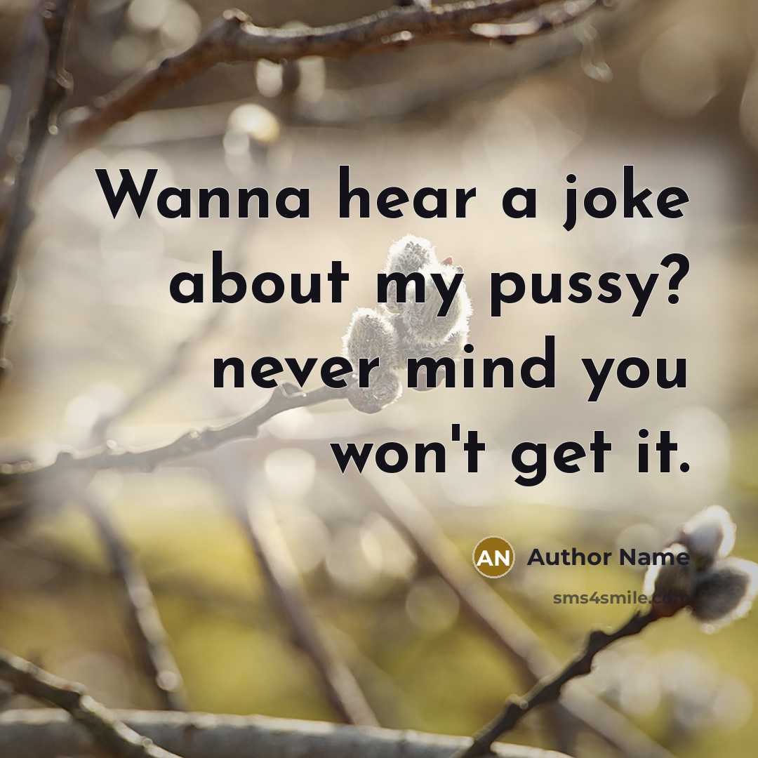 “Wanna hear a joke about my pussy? never mind you won't get it.” quote by Author Name