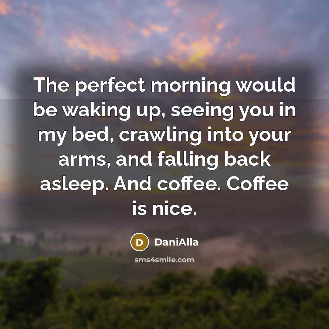 “The perfect morning would be waking up, seeing you in…” quote by DaniAlla