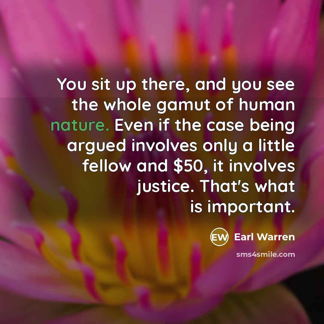 “You sit up there, and you see the whole gamut…” quote by Earl Warren