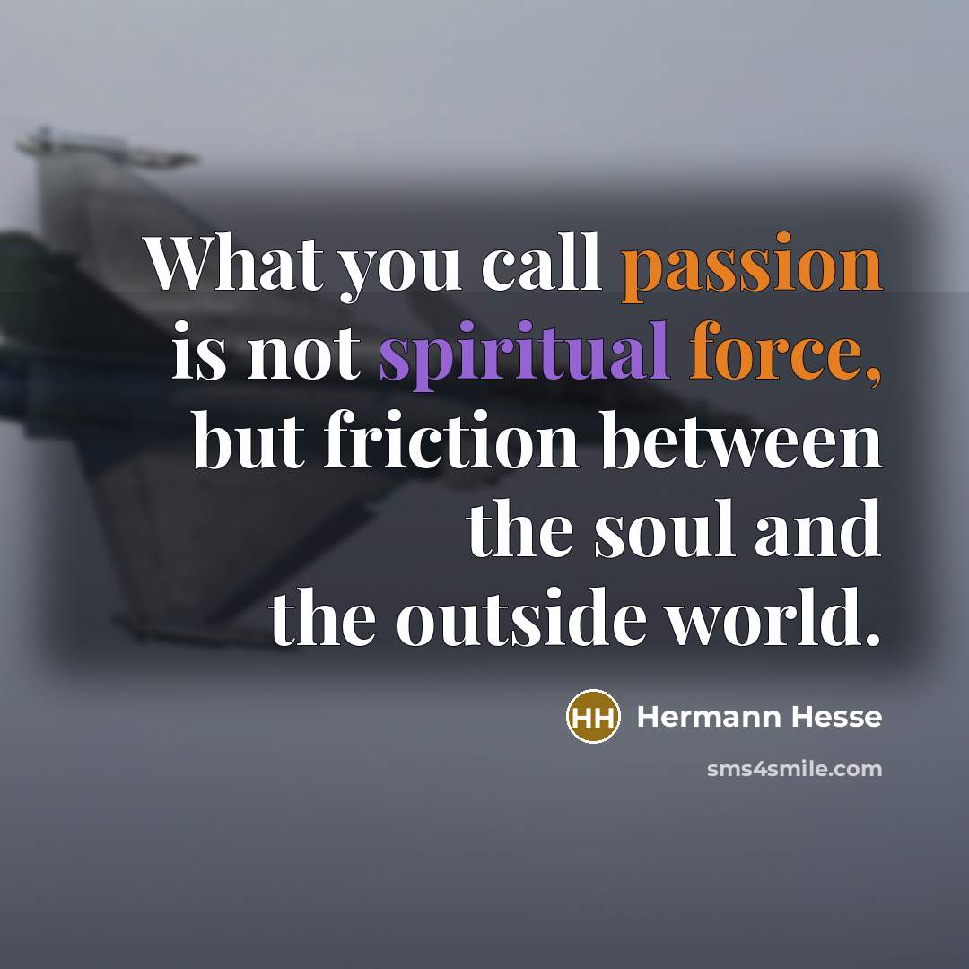 “What you call passion is not spiritual force, but friction…” quote by Hermann Hesse