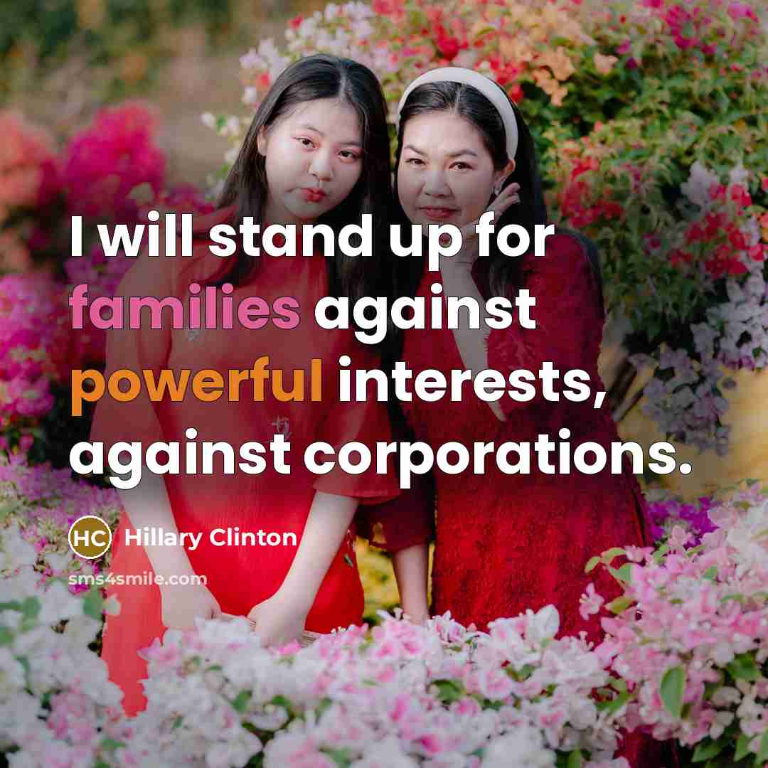 “I will stand up for families against powerful interests, against…” quote by Hillary Clinton
