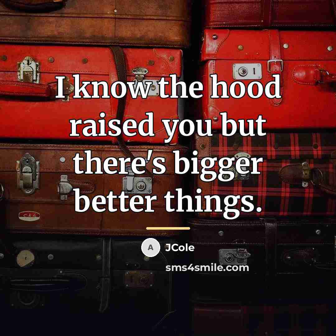 “I know the hood raised you but there's bigger better…” quote by JCole