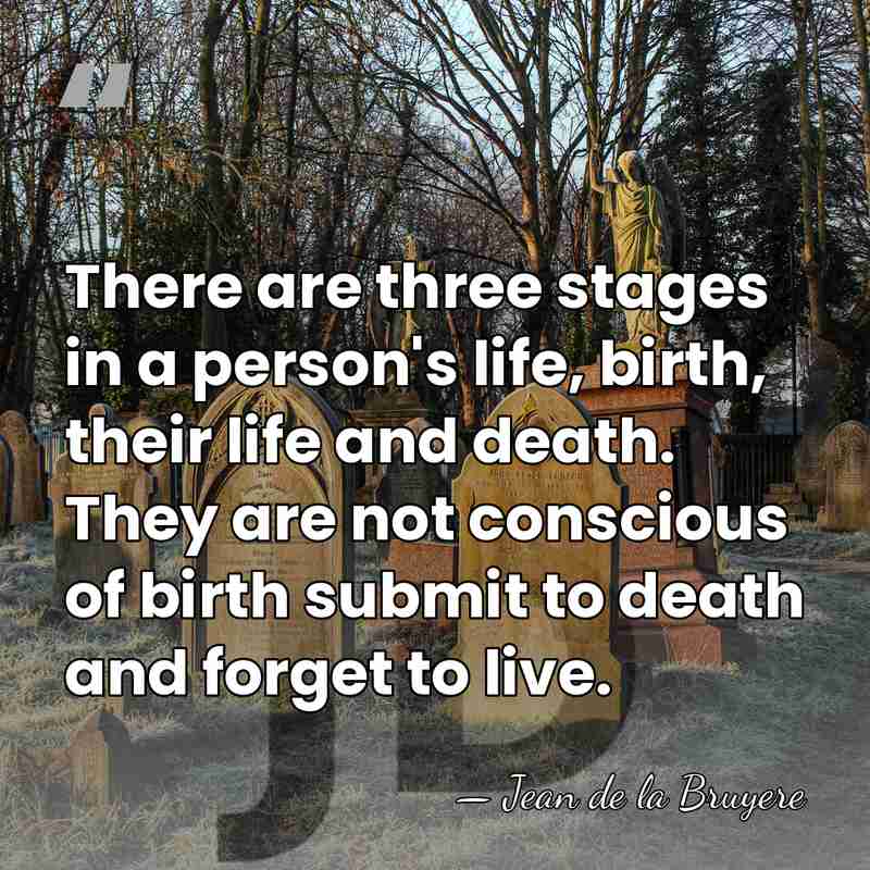 There are three stages in a person's life, birth, their life and&hellip; - Jean De La Bruyere