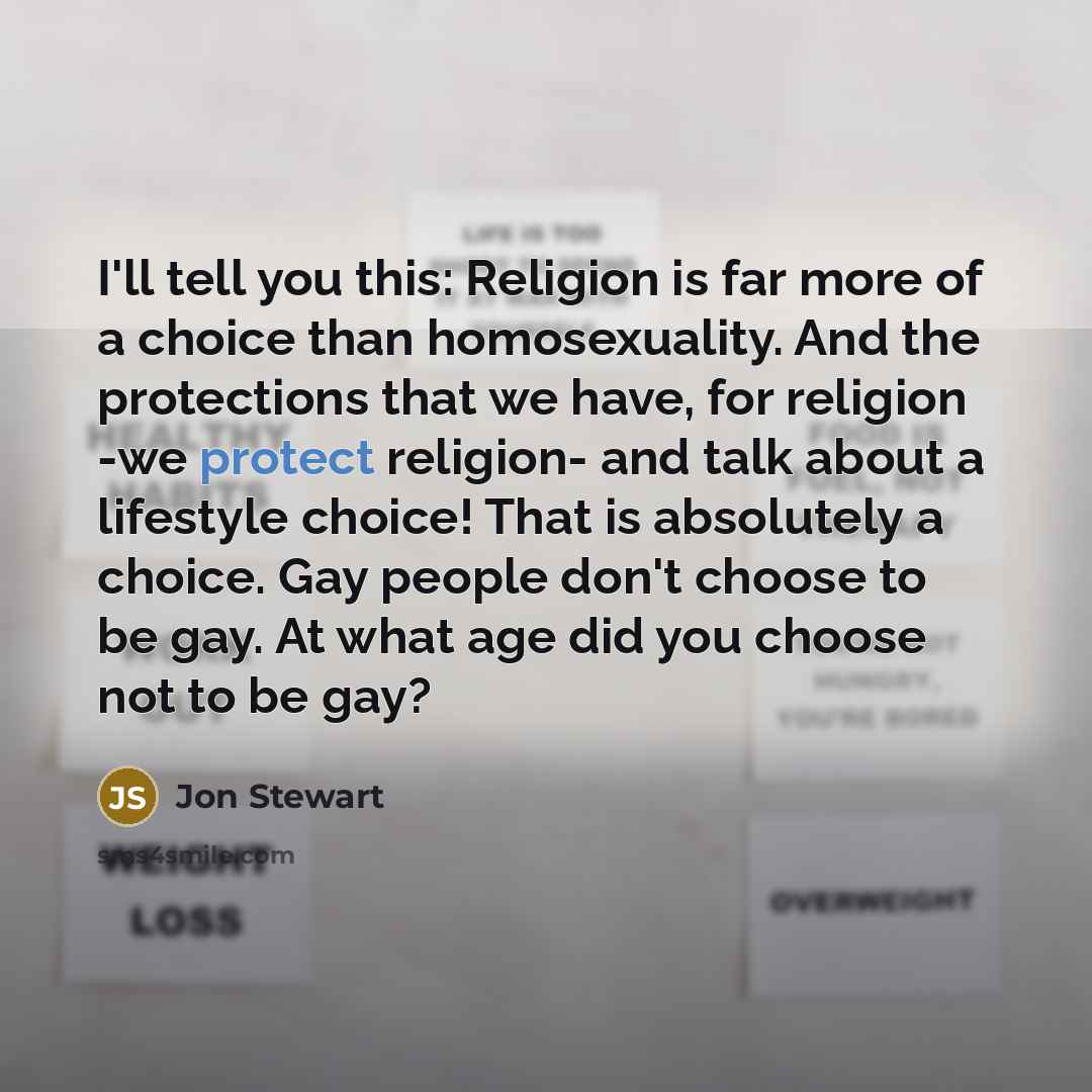 “I'll tell you this: Religion is far more of a…” quote by Jon Stewart