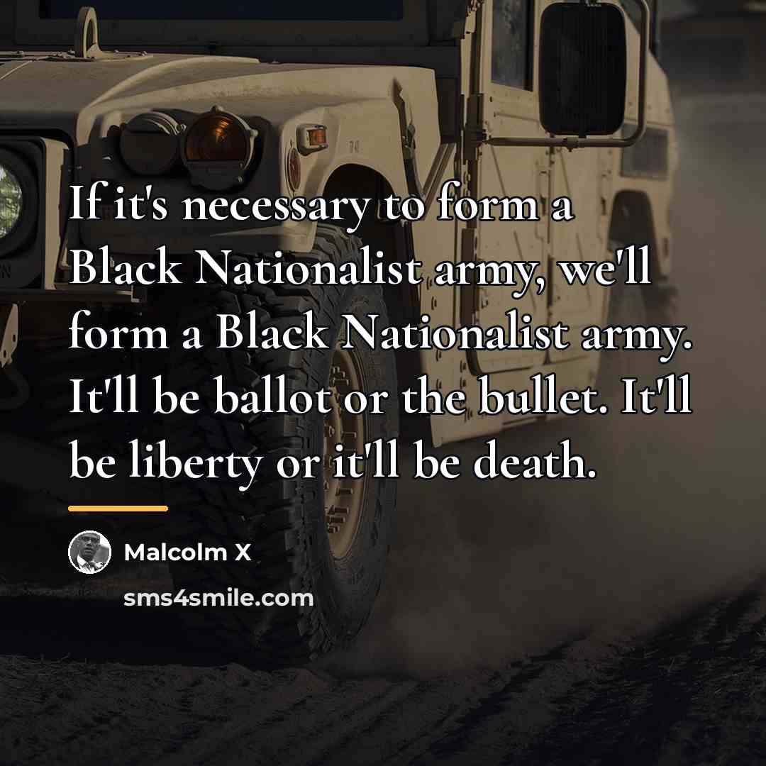 “If it's necessary to form a Black Nationalist army, we'll…” quote by Malcolm X