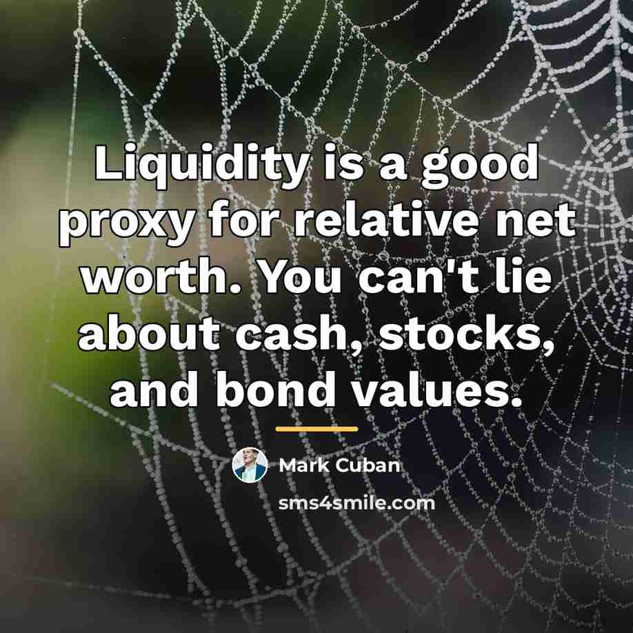 “Liquidity is a good proxy for relative net worth. You…” quote by Mark Cuban