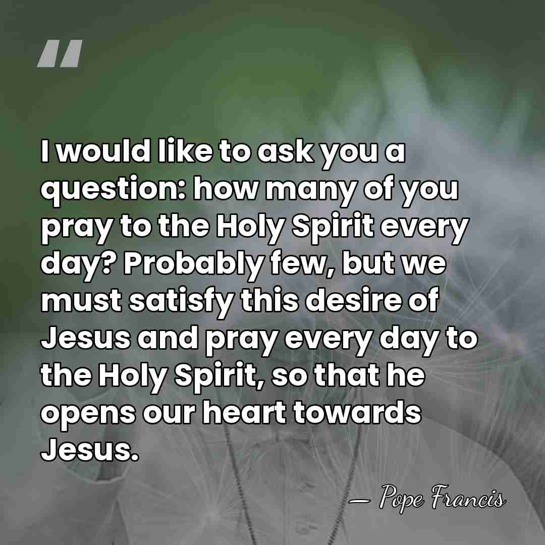 I would like to ask you a question: how many of you&hellip; - Pope Francis