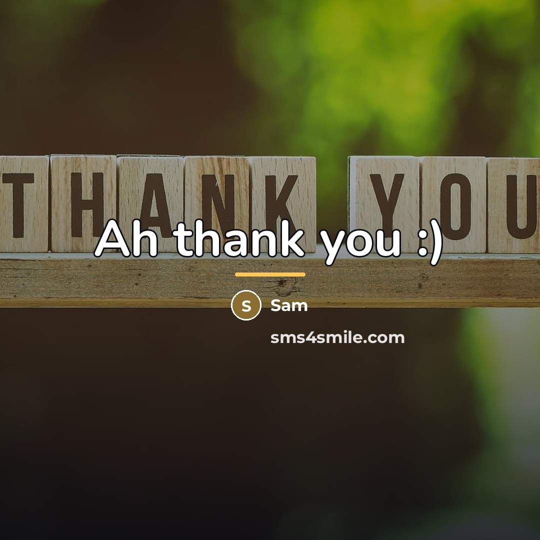 “Ah thank you :)…” quote by Sam