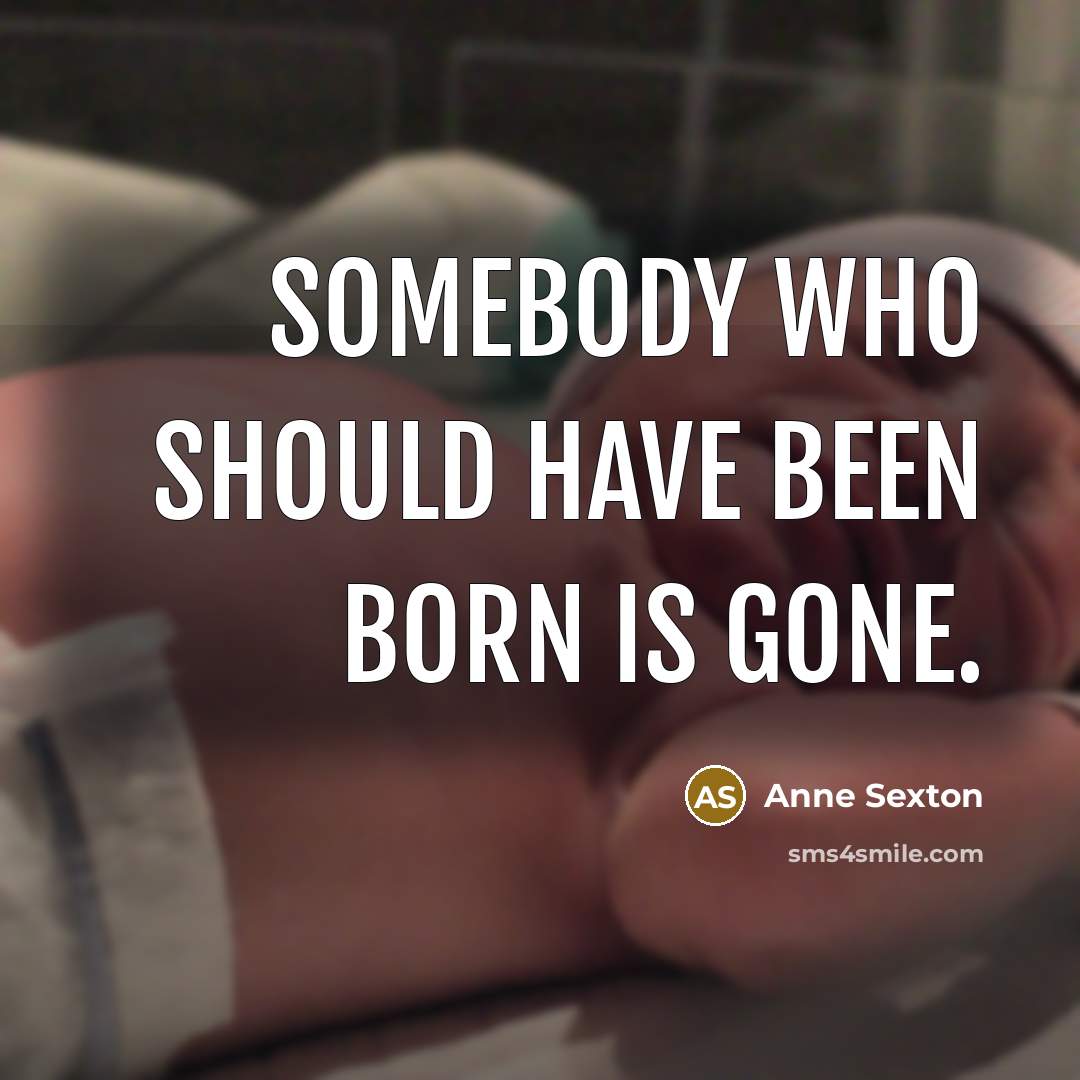 “Somebody who should have been born is gone.…” quote by Anne Sexton