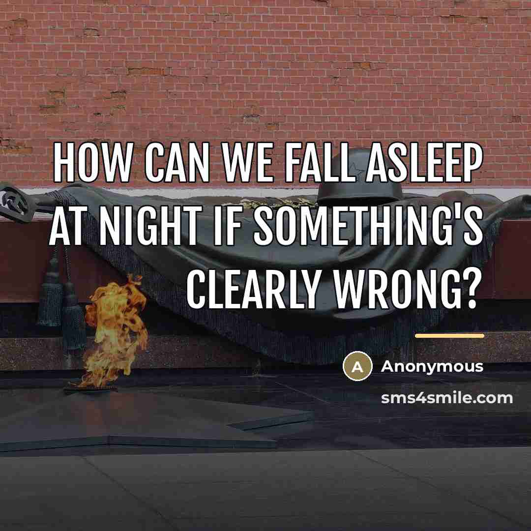 “How can we fall asleep at night if something's clearly…” quote by Anonymous