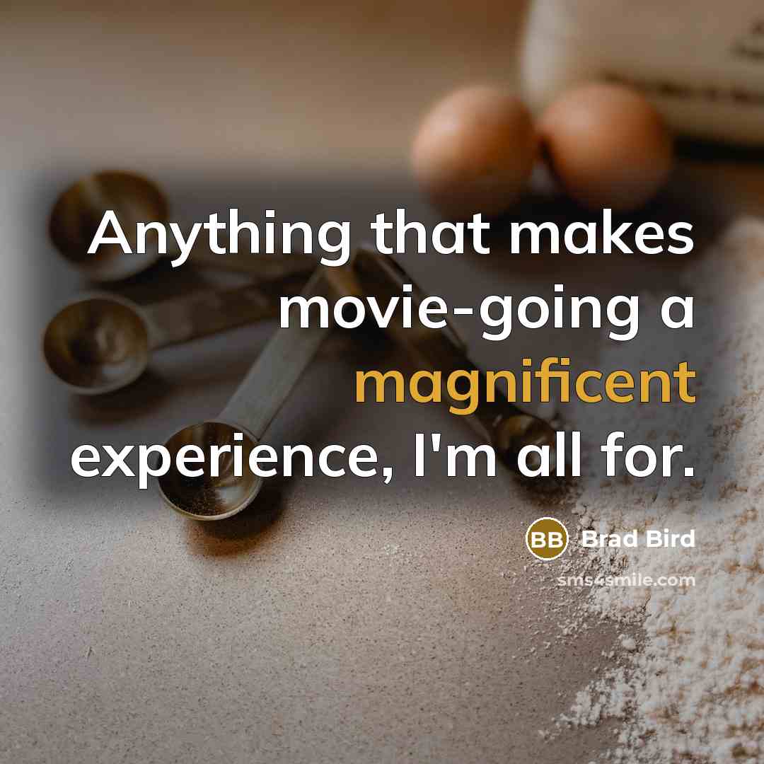 “Anything that makes movie-going a magnificent experience, I'm all for.…” quote by Brad Bird