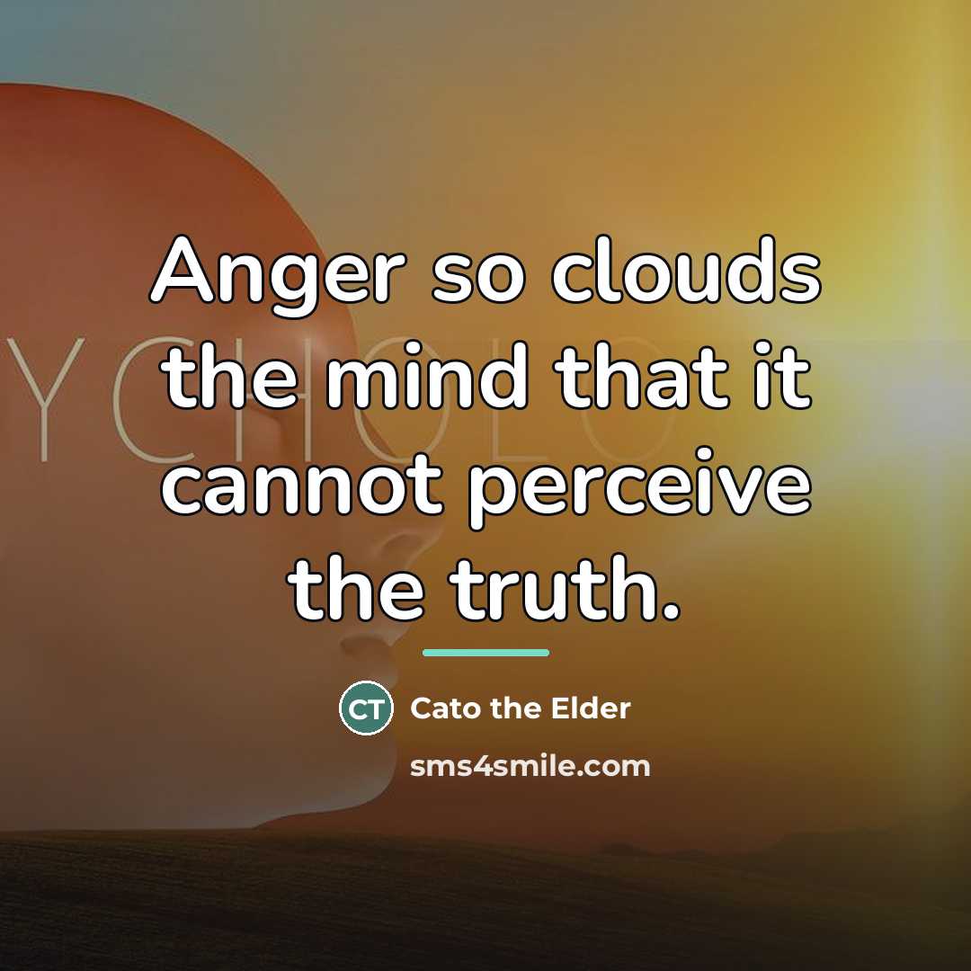 “Anger so clouds the mind that it cannot perceive the…” quote by Cato the Elder