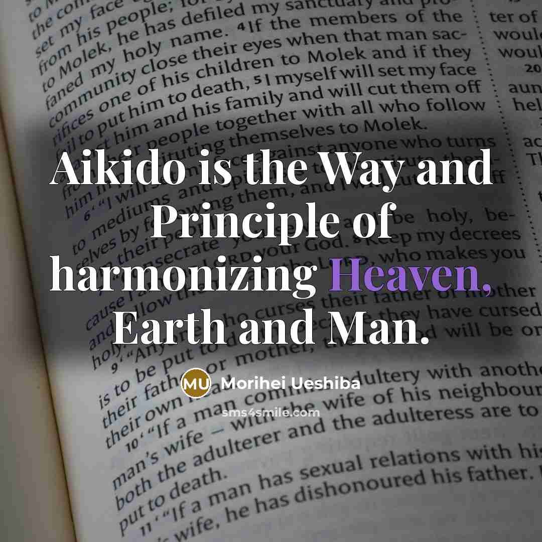 “Aikido is the Way and Principle of harmonizing Heaven, Earth…” quote by Morihei Ueshiba