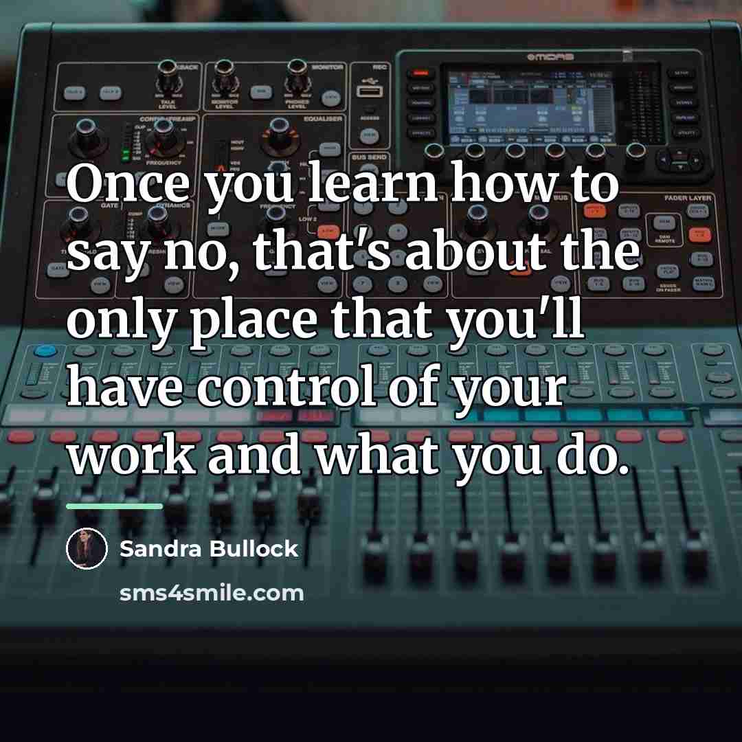 “Once you learn how to say no, that's about the…” quote by Sandra Bullock