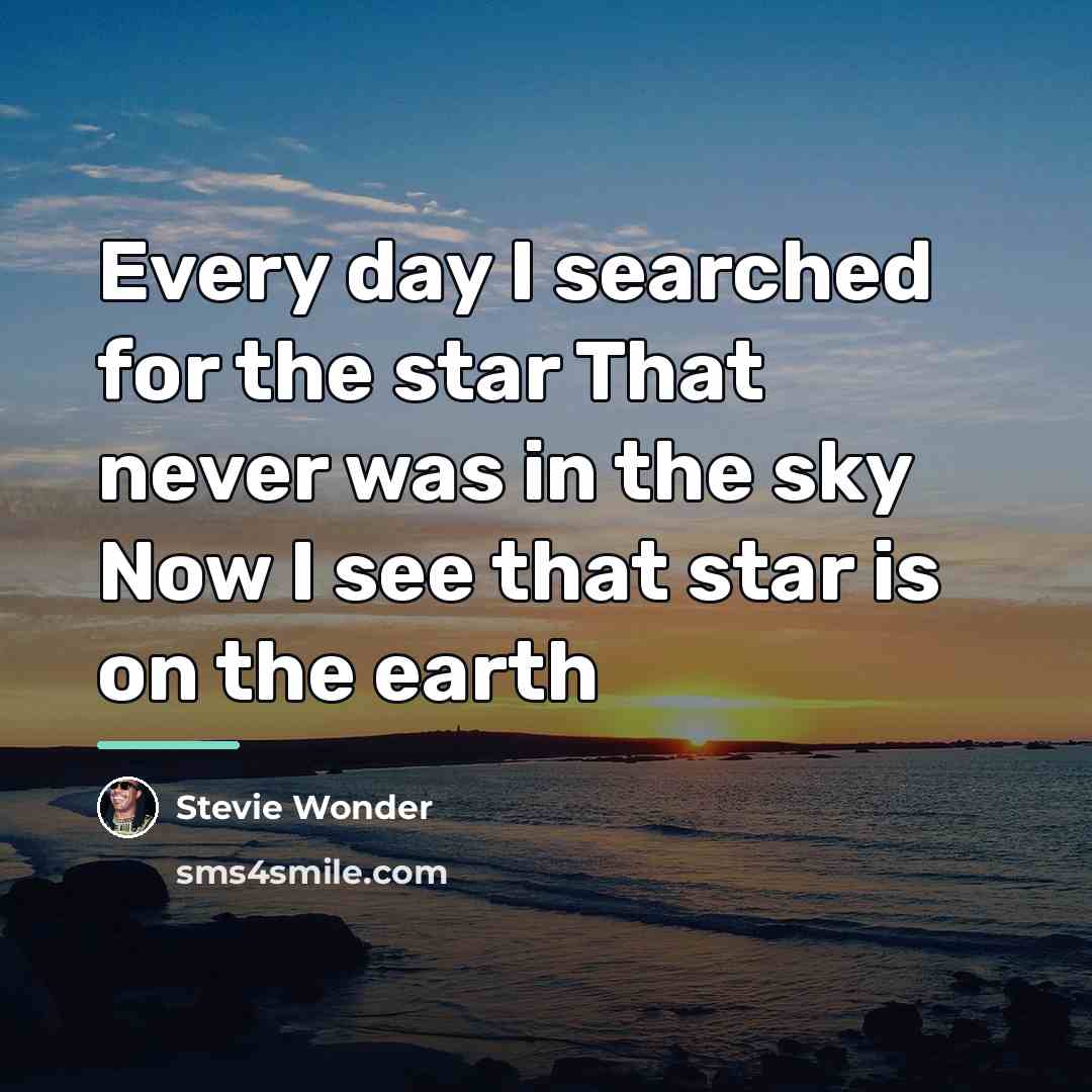 “Every day I searched for the star That never was…” quote by Stevie Wonder