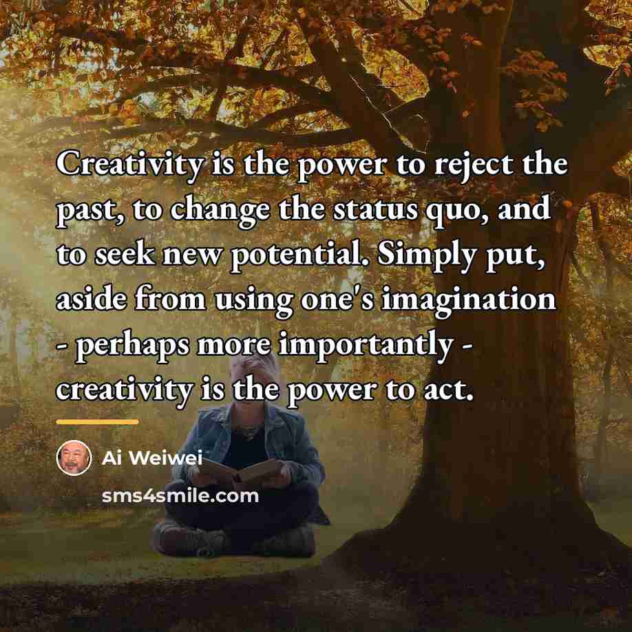 “Creativity is the power to reject the past, to change…” quote by Ai Weiwei