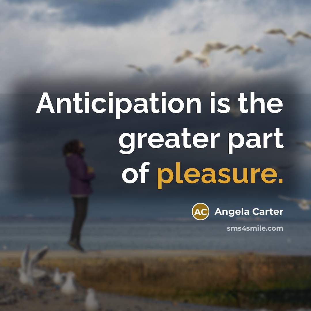 “Anticipation is the greater part of pleasure.…” quote by Angela Carter