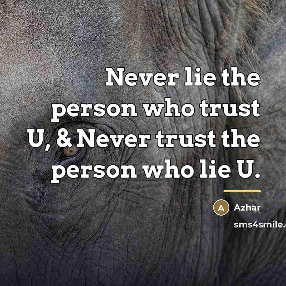 “Never lie the person who trust U, & Never trust…” quote by AZHAR