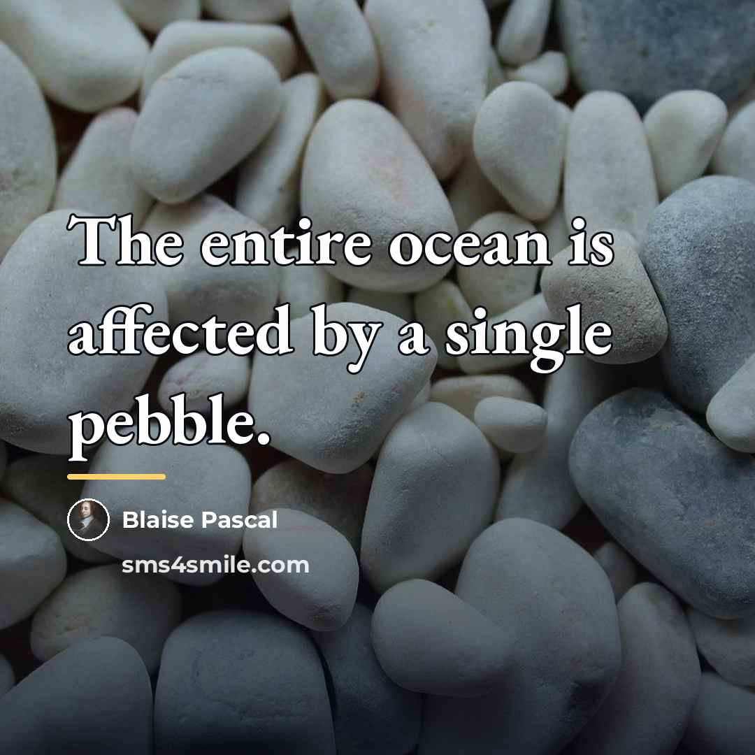 “The entire ocean is affected by a single pebble.…” quote by Blaise Pascal