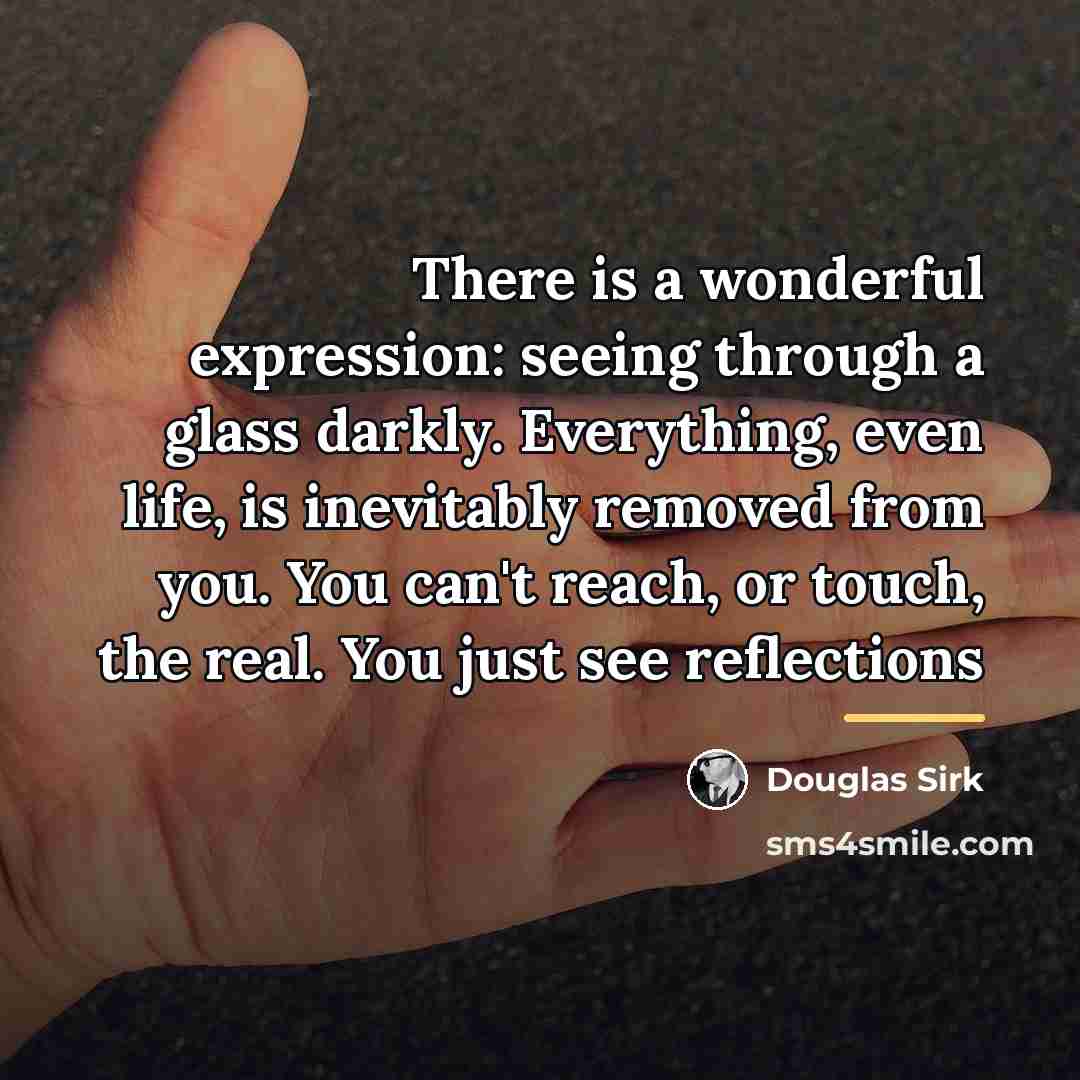 “There is a wonderful expression: seeing through a glass darkly.…” quote by Douglas Sirk