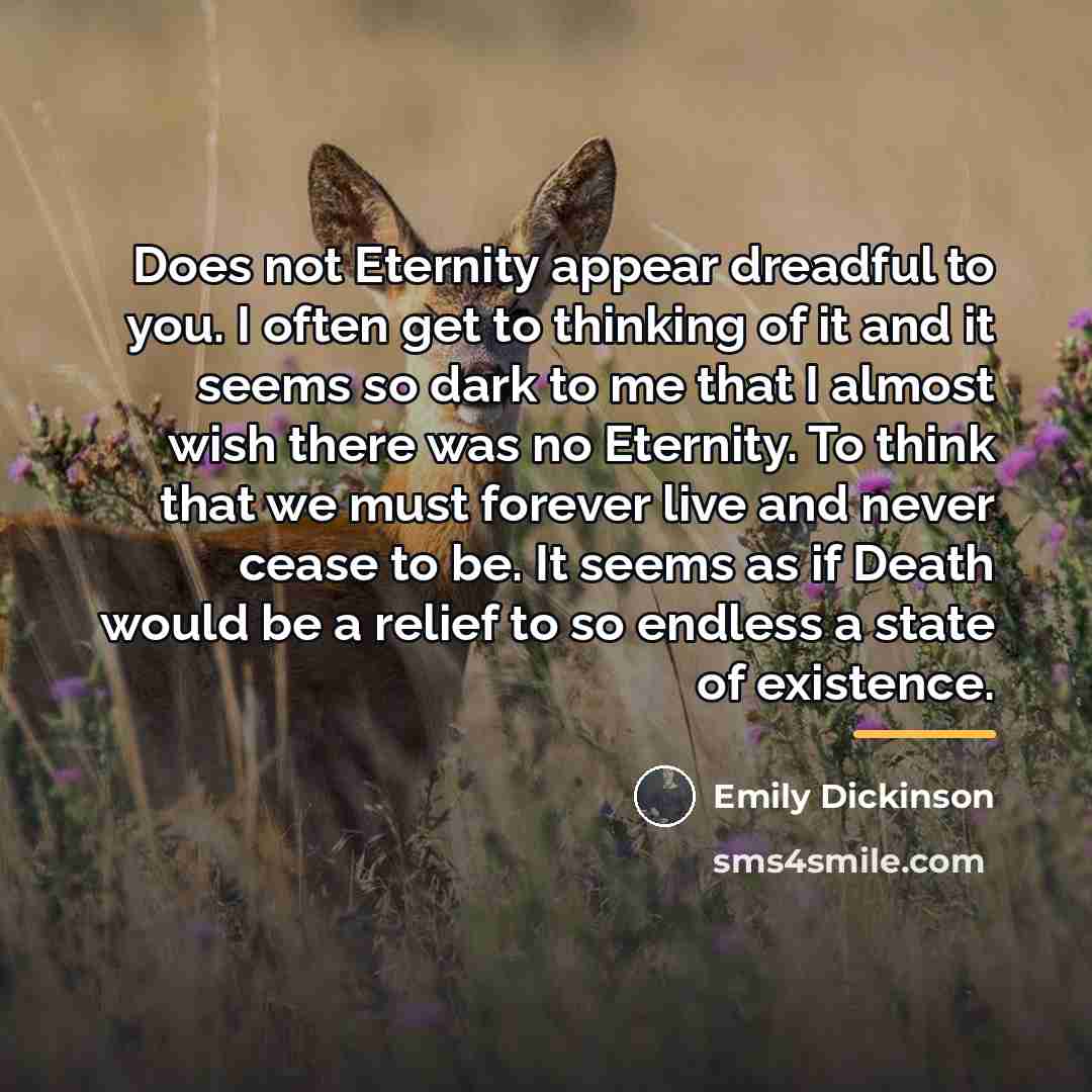 “Does not Eternity appear dreadful to you. I often get…” quote by Emily Dickinson