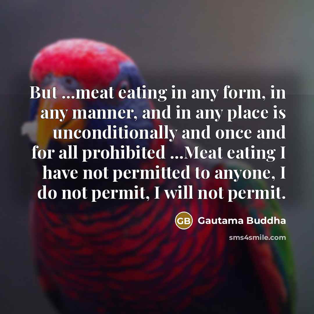 “But ...meat eating in any form, in any manner, and…” quote by Gautama Buddha