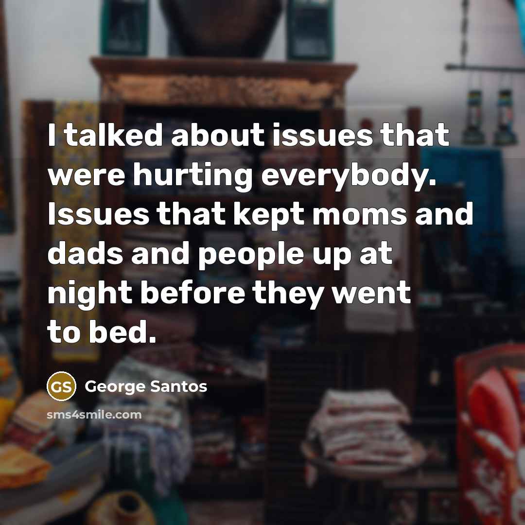 “I talked about issues that were hurting everybody. Issues that…” quote by George Santos