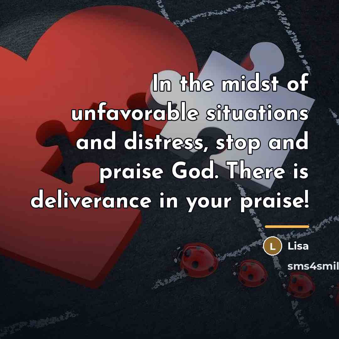 “In the midst of unfavorable situations and distress, stop and…” quote by Lisa