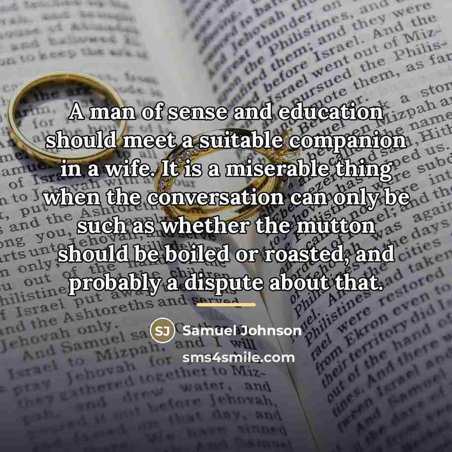 “A man of sense and education should meet a suitable…” quote by Samuel Johnson