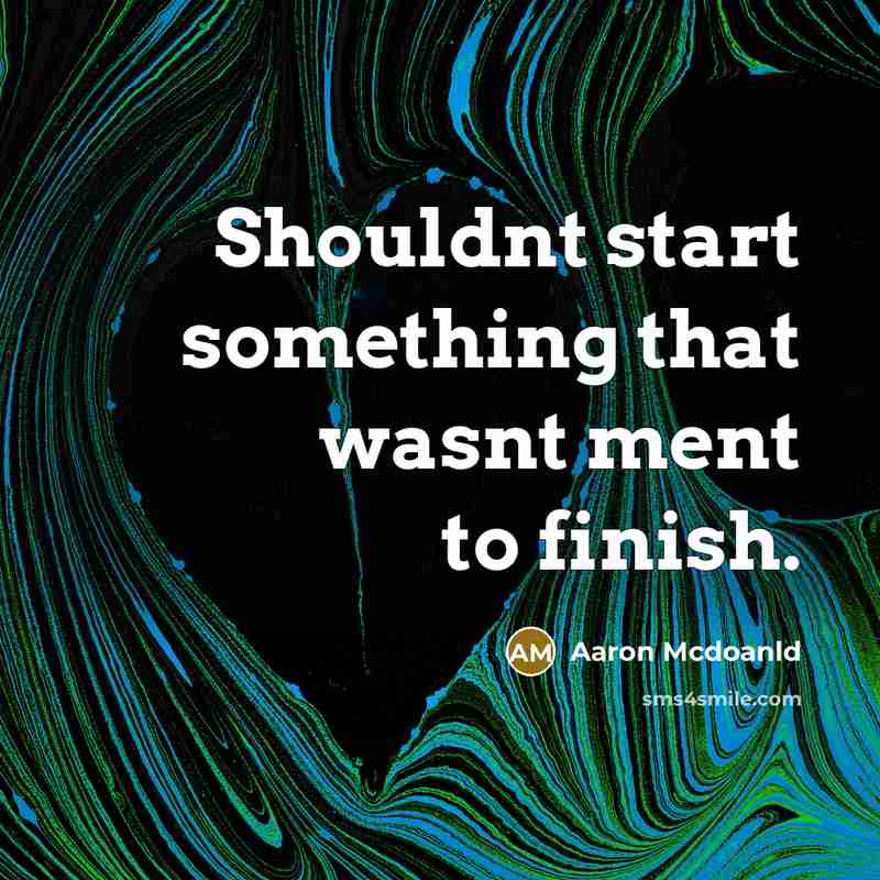 “Shouldnt start something that wasnt ment to finish.” quote by Aaron Mcdoanld