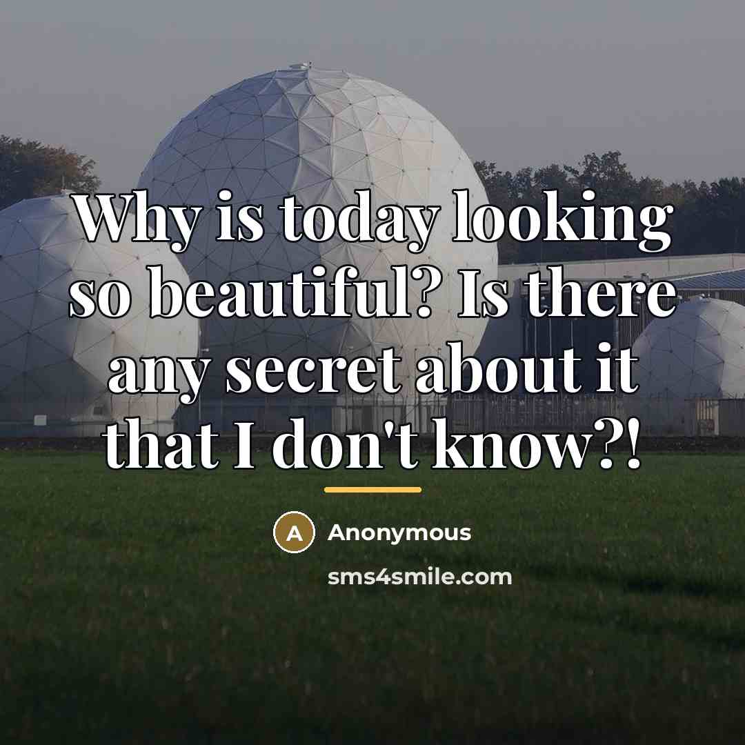 “Why is today looking so beautiful? Is there any secret…” quote by Anonymous
