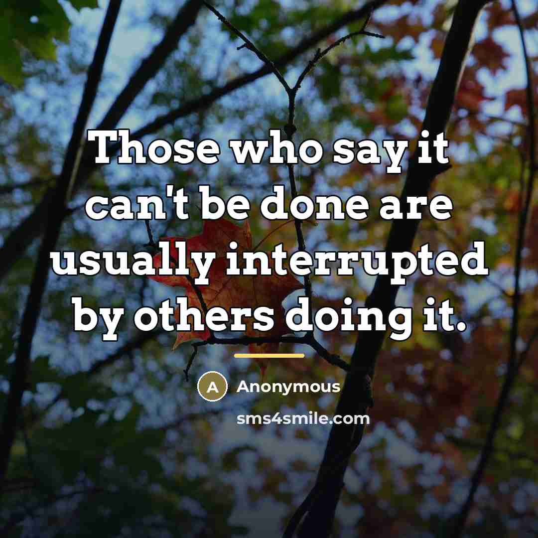 “Those who say it can't be done are usually interrupted…” quote by Anonymous