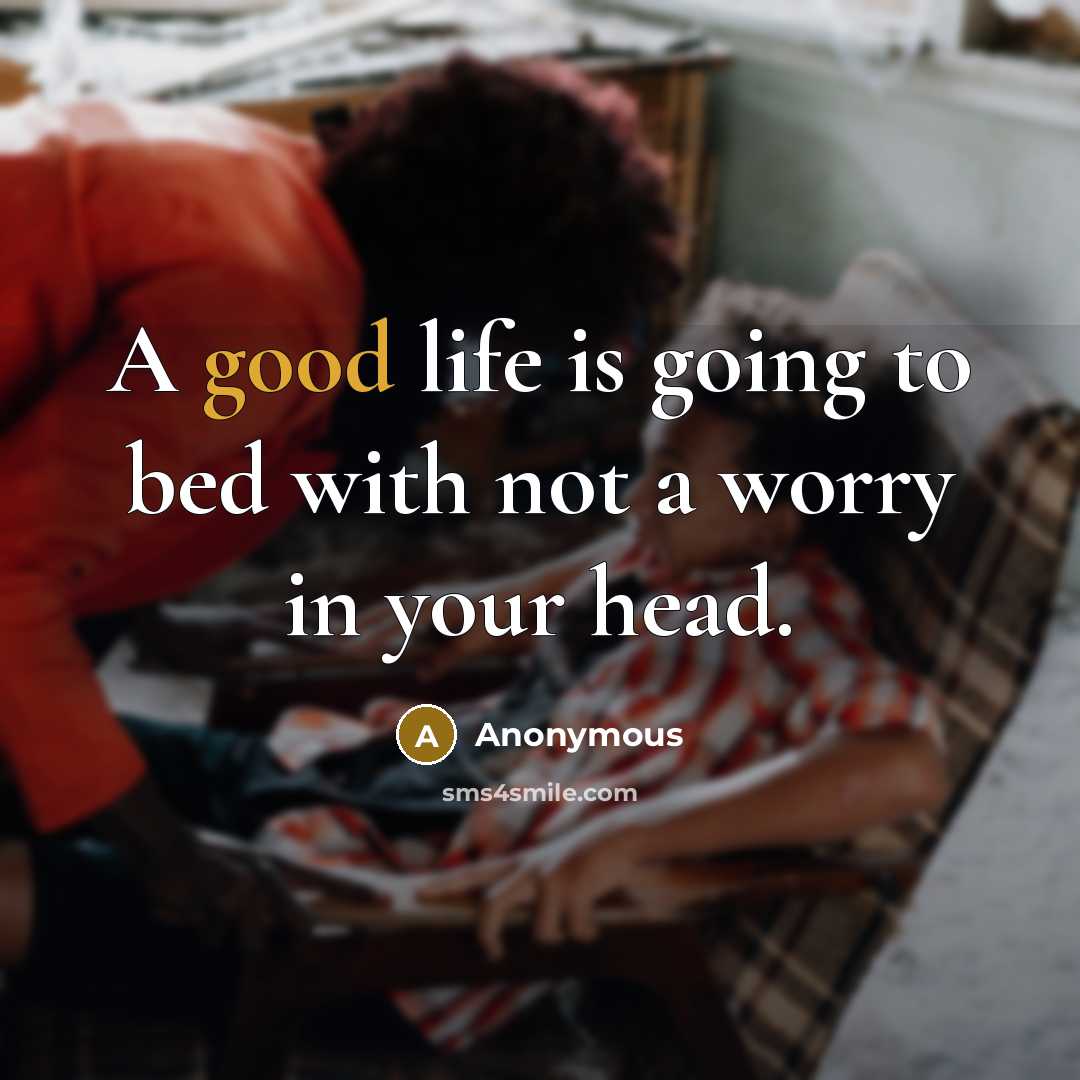 “A good life is going to bed with not a…” quote by Anonymous